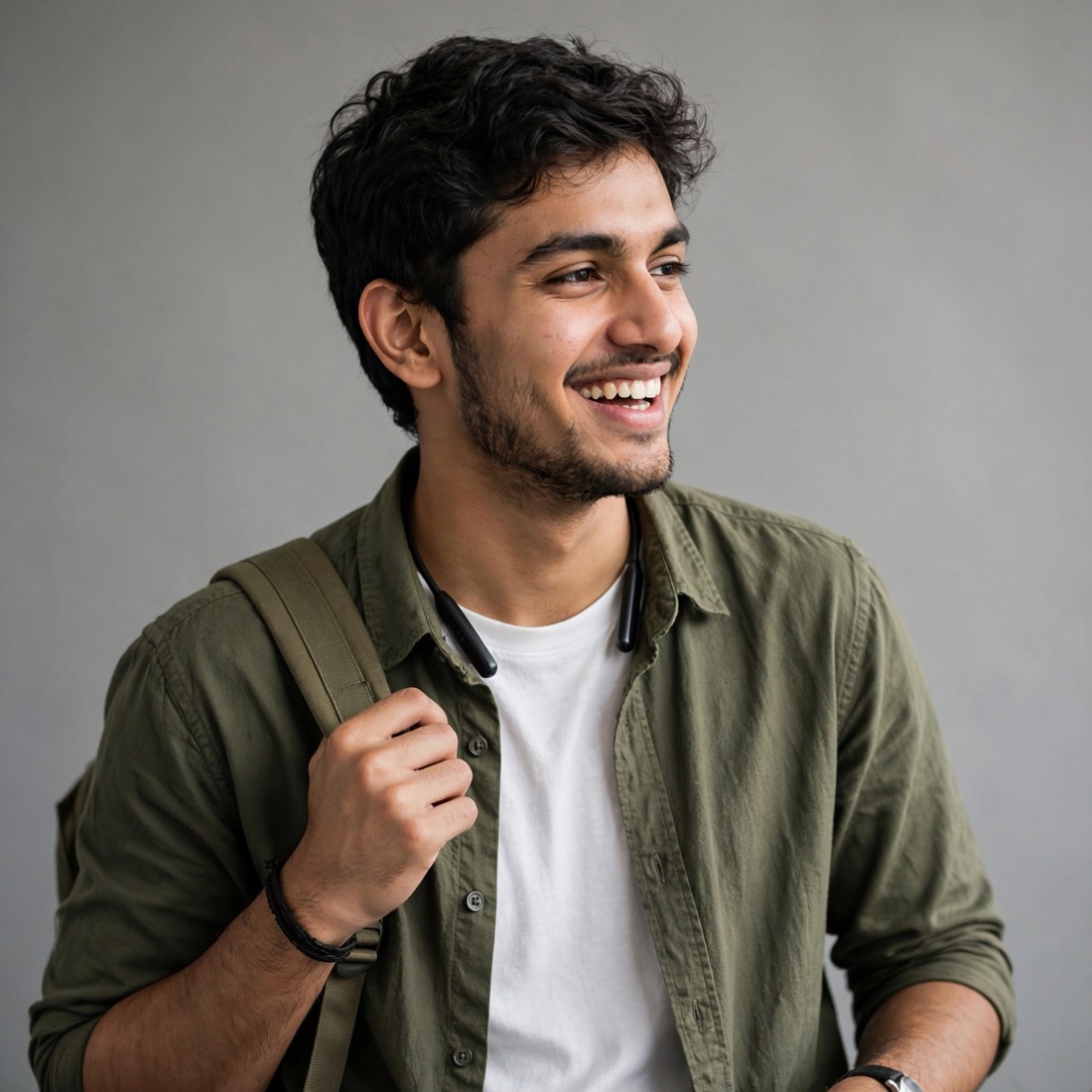 Karan, a sound engineer, at his desk